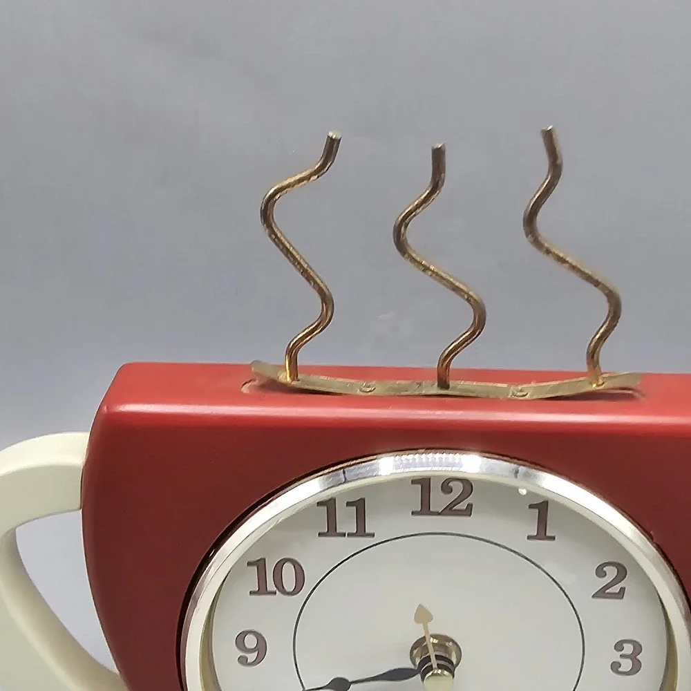 Vintage Country Breeze Red Hot Coffee Mug Clock Retro Kitchen Decor Tested